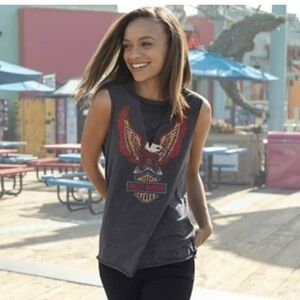 H-D Women’s Mesh Inset Muscle Tee.  EUC.